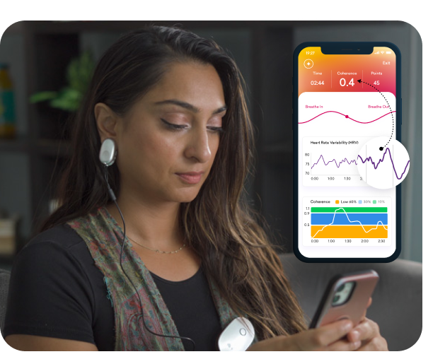 woman using sensor and app