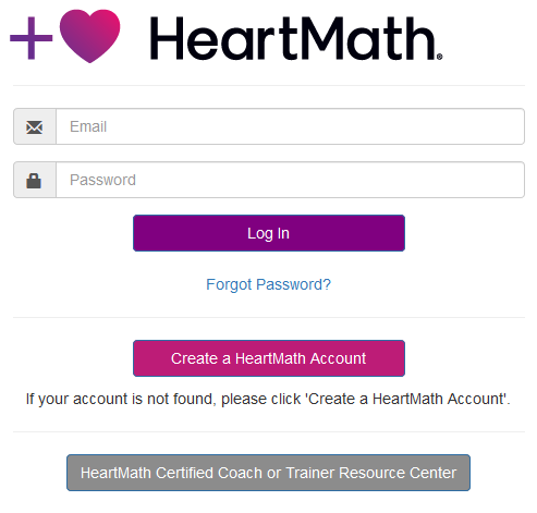 heartmath login screen
